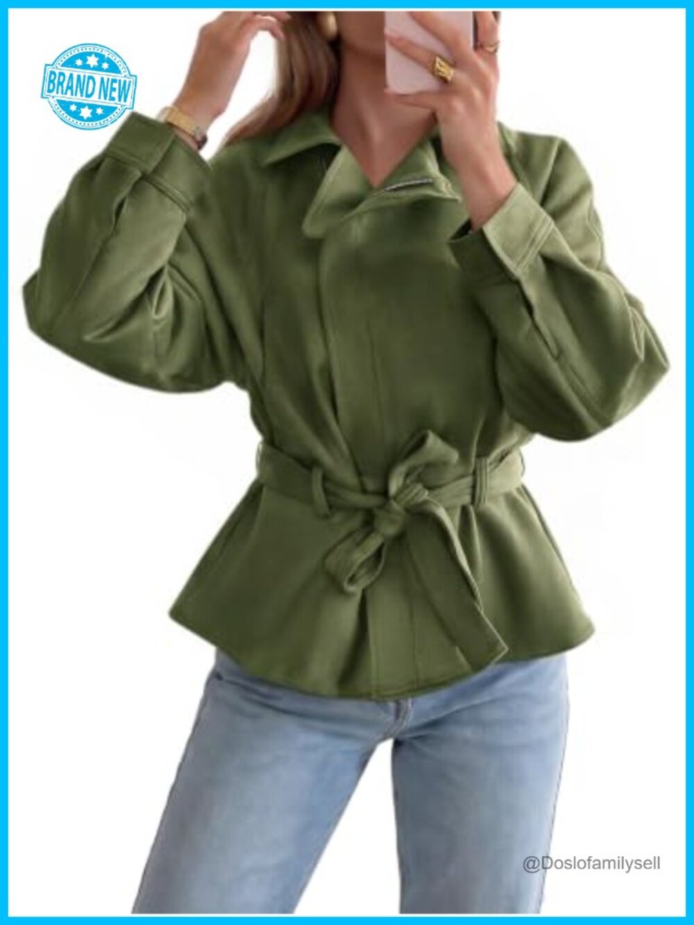 Faux Suede Cropped Moto Jacket Zip Up Belted Trench Coat Women